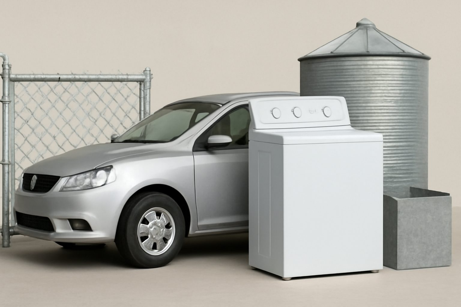 Imagem mostrando as diversas aplicações do aço galvanizado, desde cercas e carrocerias de automóveis até eletrodomésticos e armazenamento no agronegócio, destacando sua resistência à corrosão e versatilidade.